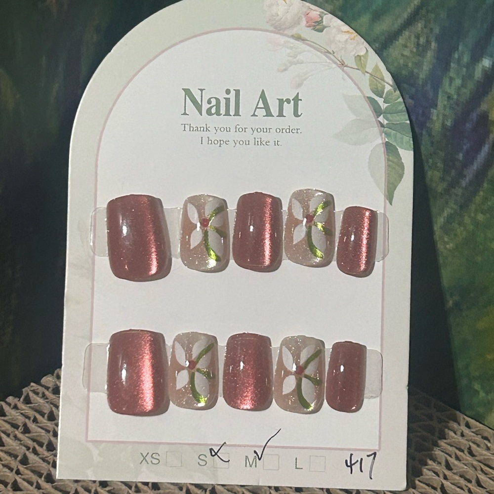 Shimmering Pink and Floral Nail Art Set